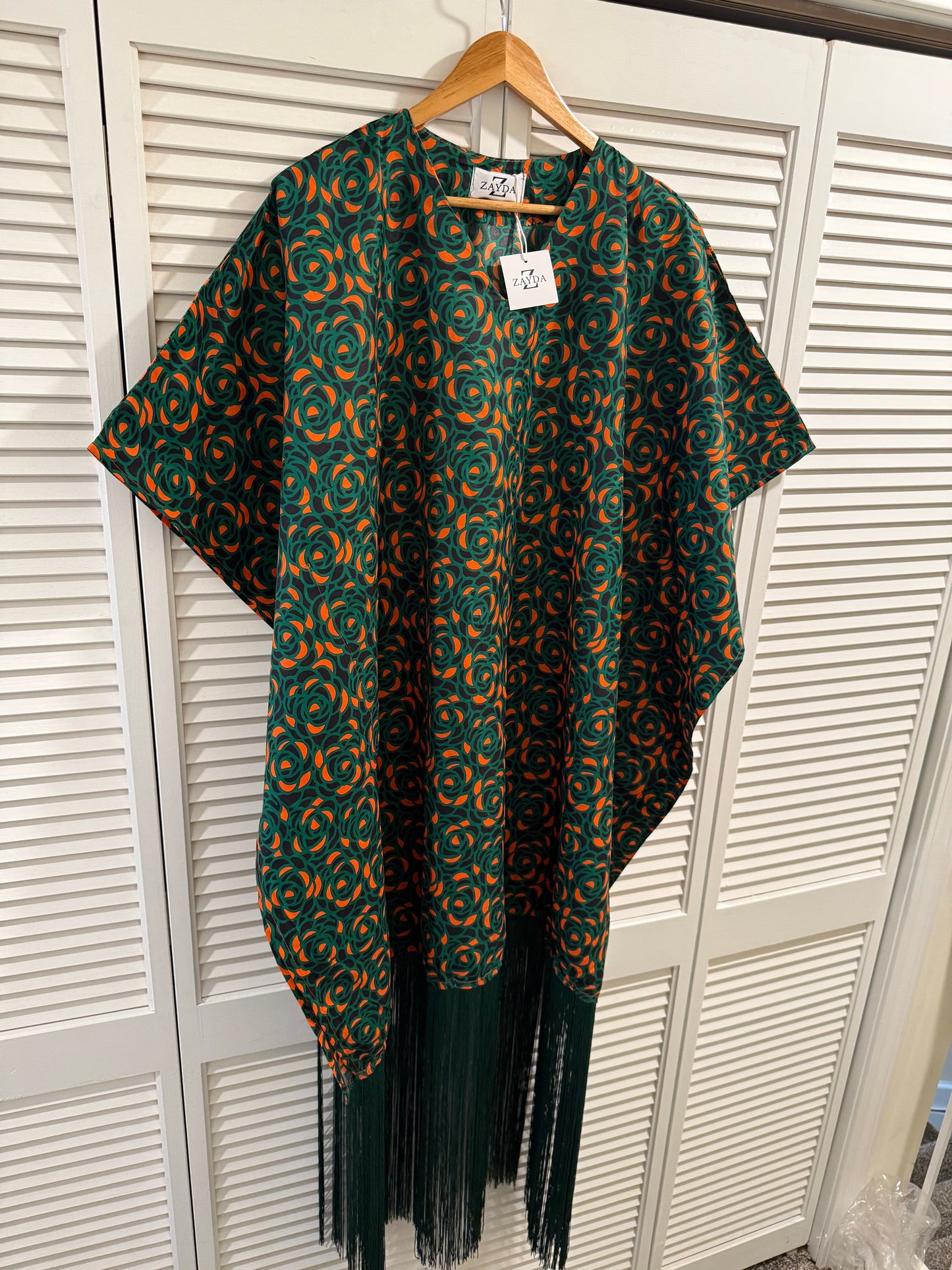 Ankara Fringe Kaftan Dress – Bold & Elegant