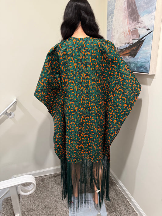 Ankara Fringe Kaftan Dress β Bold & Elegant
