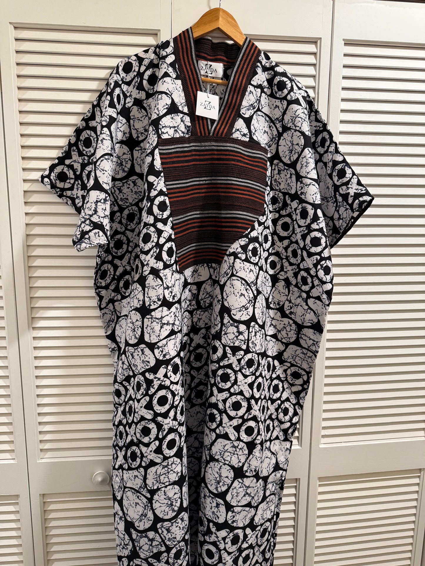Ankara Kaftan with Handwoven( Aso Oke )Neckline