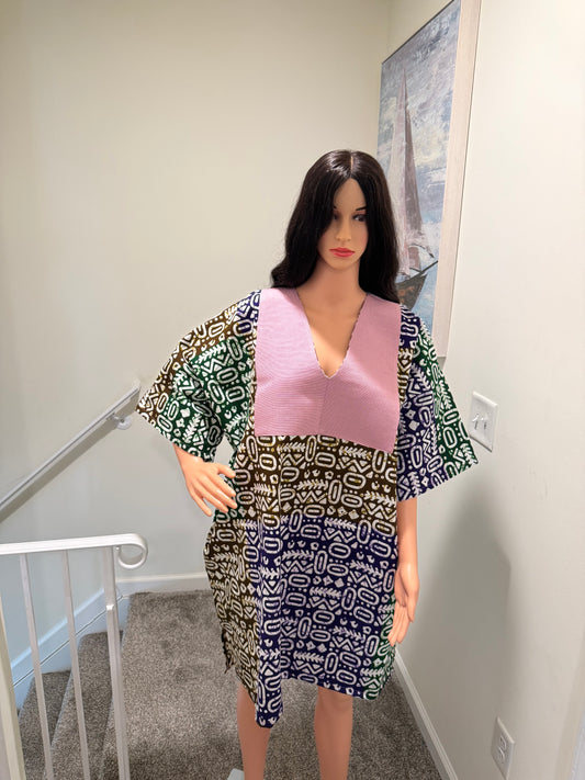 Tribal Luxe Ankara Dress with Aso Oke Neckline