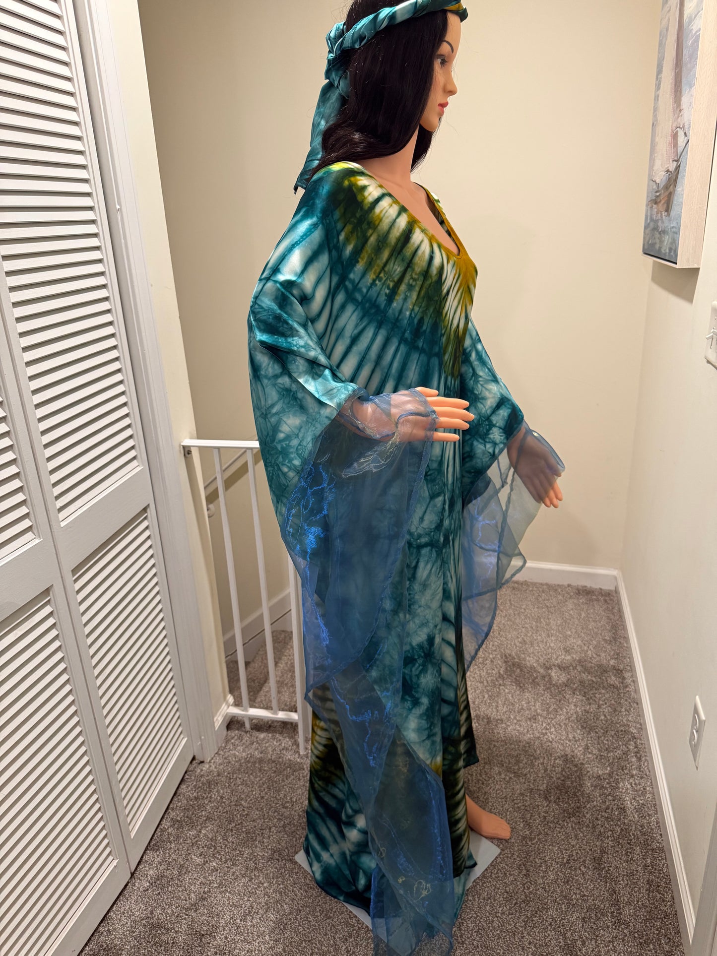 Emerald Silk Adire Kaftan