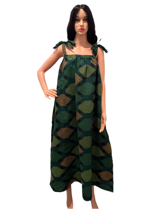 Ankara Cotton Dress β Adjustable Tie Straps