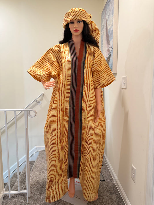 Handcrafted Adire Polish & Aso Oke Kaftan – One Size