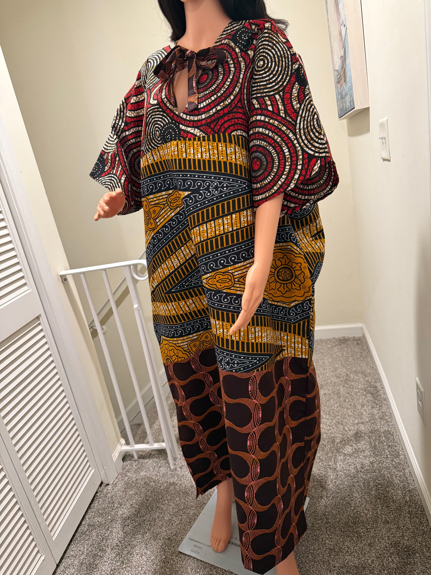 Mixed Ankara Statement Kaftan – One-of-a-Kind Details