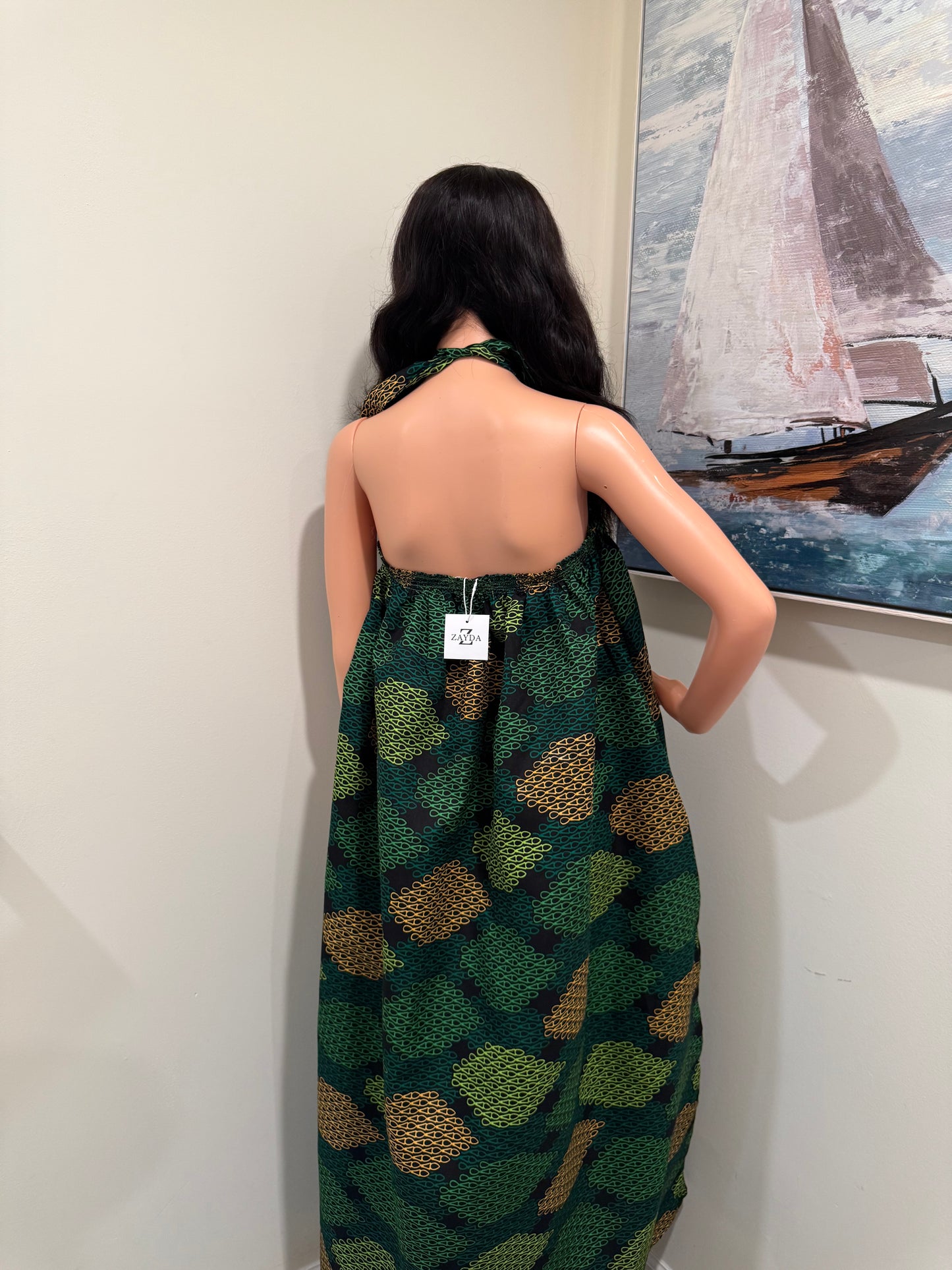 Ankara Cotton Dress – Adjustable Tie Straps