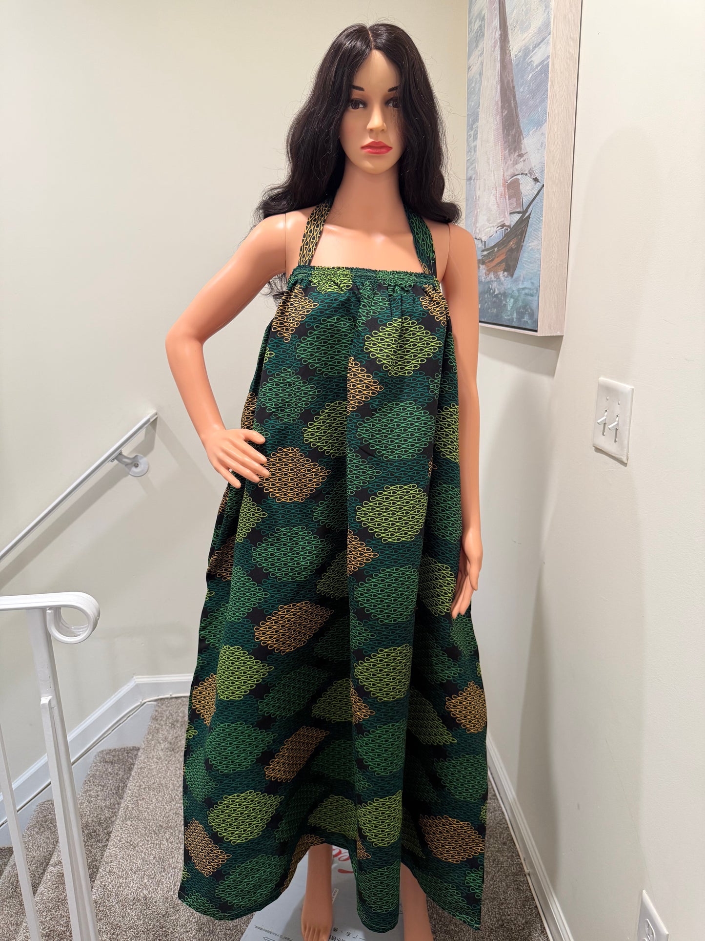 Ankara Cotton Dress – Adjustable Tie Straps