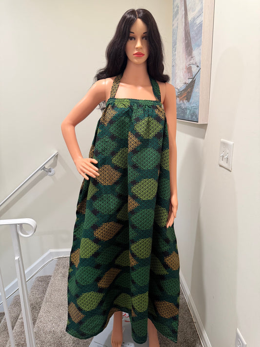 Ankara Cotton Dress β Adjustable Tie Straps