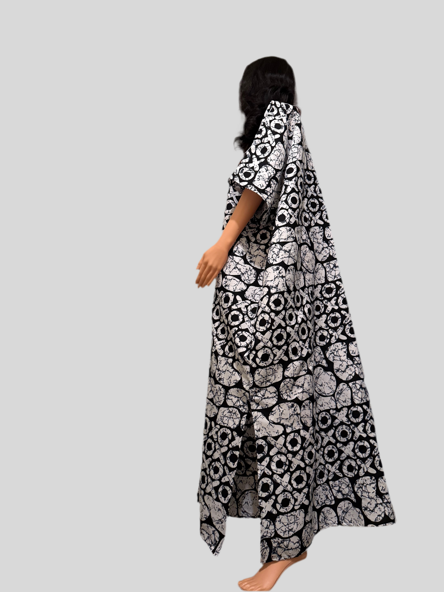 Ankara Kaftan with Handwoven( Aso Oke )Neckline