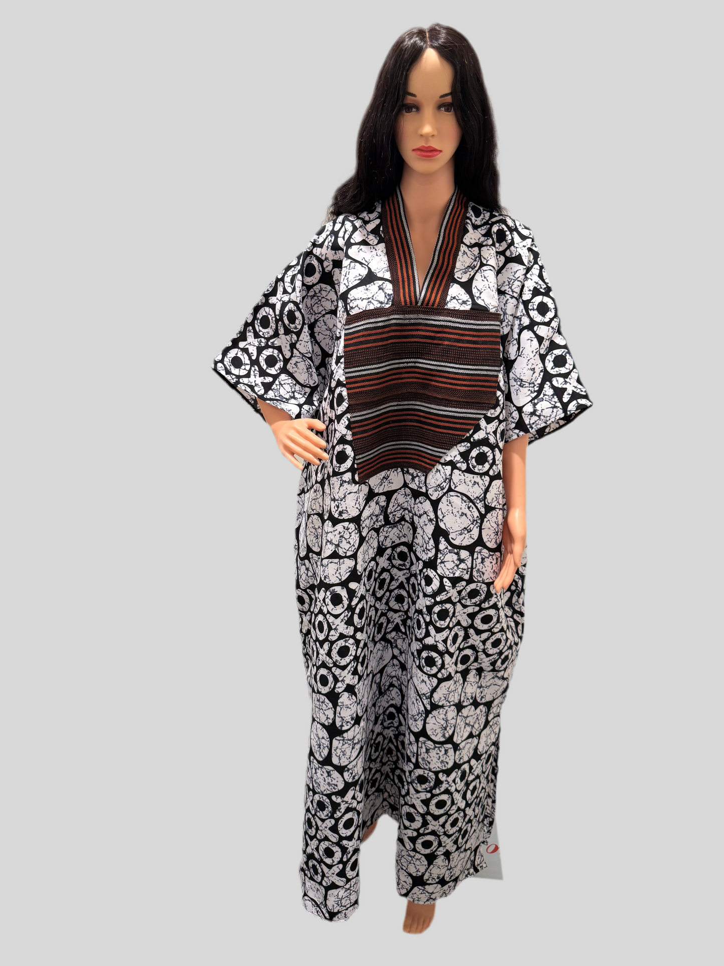Ankara Kaftan with Handwoven( Aso Oke )Neckline