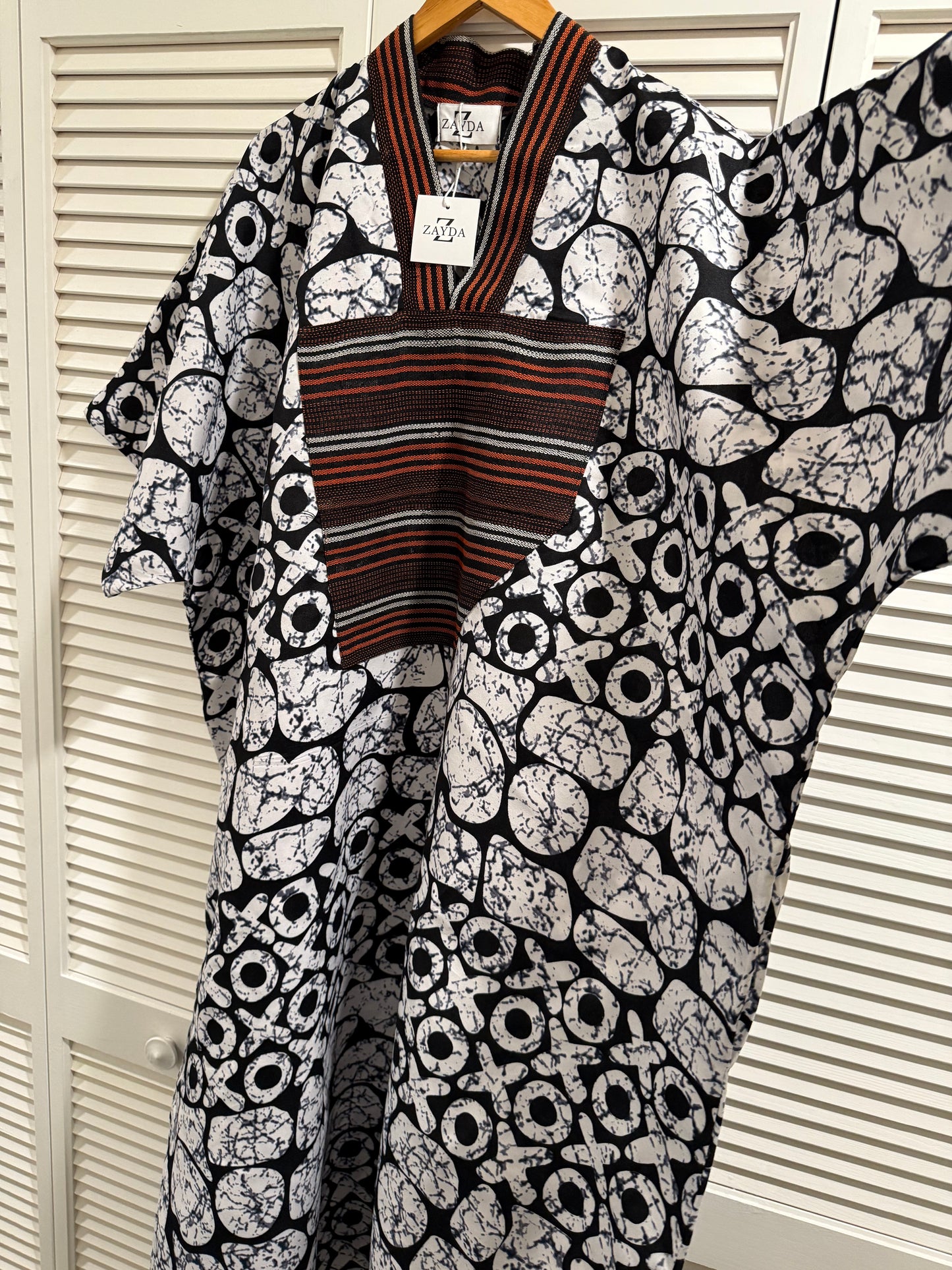 Ankara Kaftan with Handwoven( Aso Oke )Neckline
