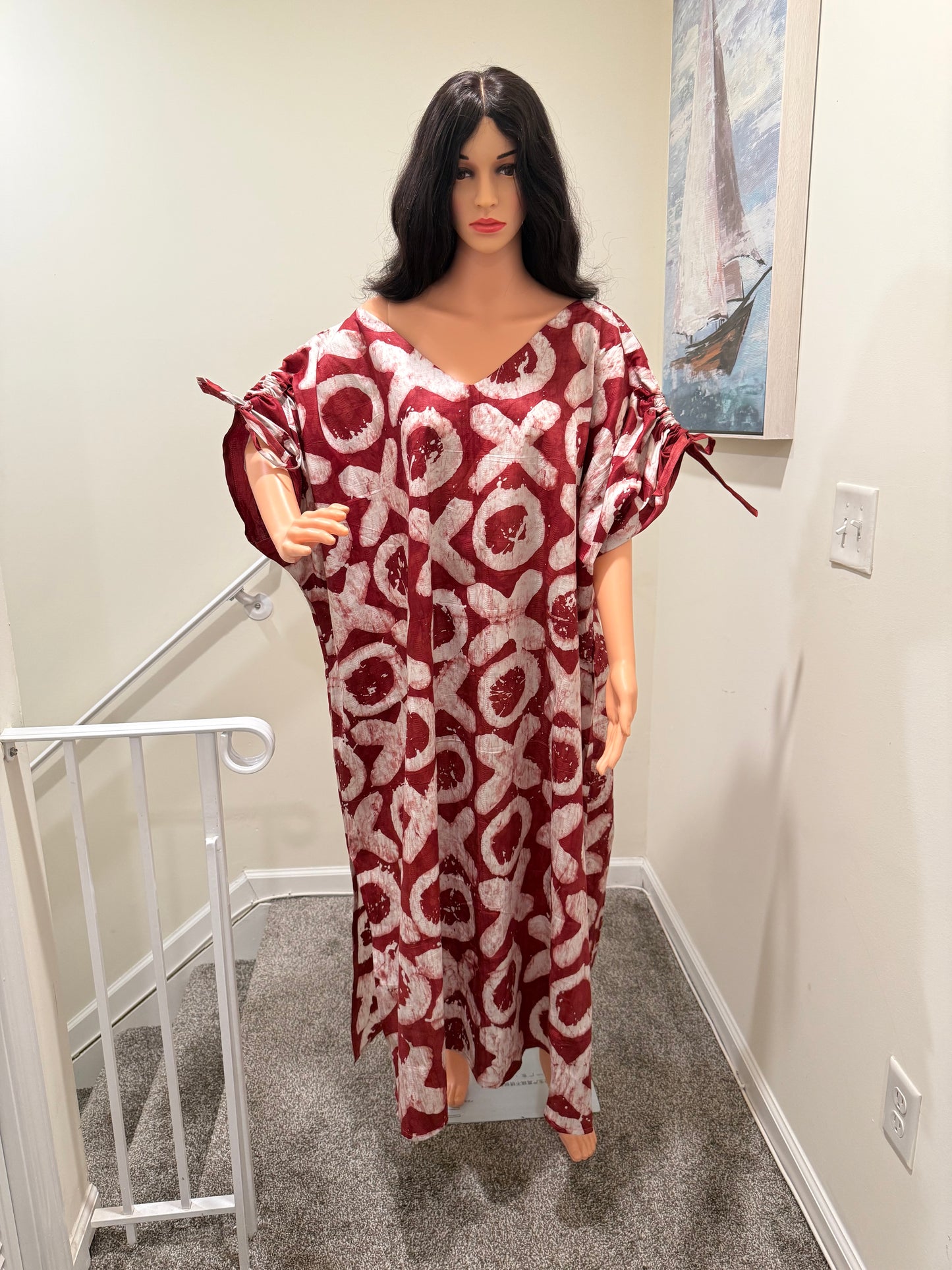 Garnet Crush Adire (Batik)Kaftan – Adjustable Sleeve Detail