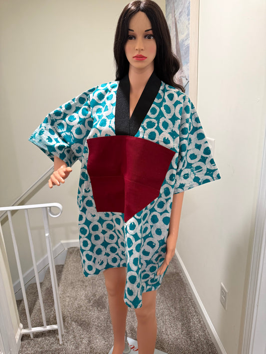 Adire Mini Bubu Dress with Aso Oke Detail