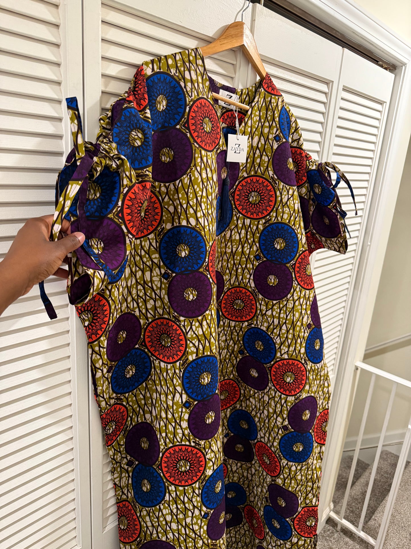 Ankara Kaftan with Drawstring Sleeves
