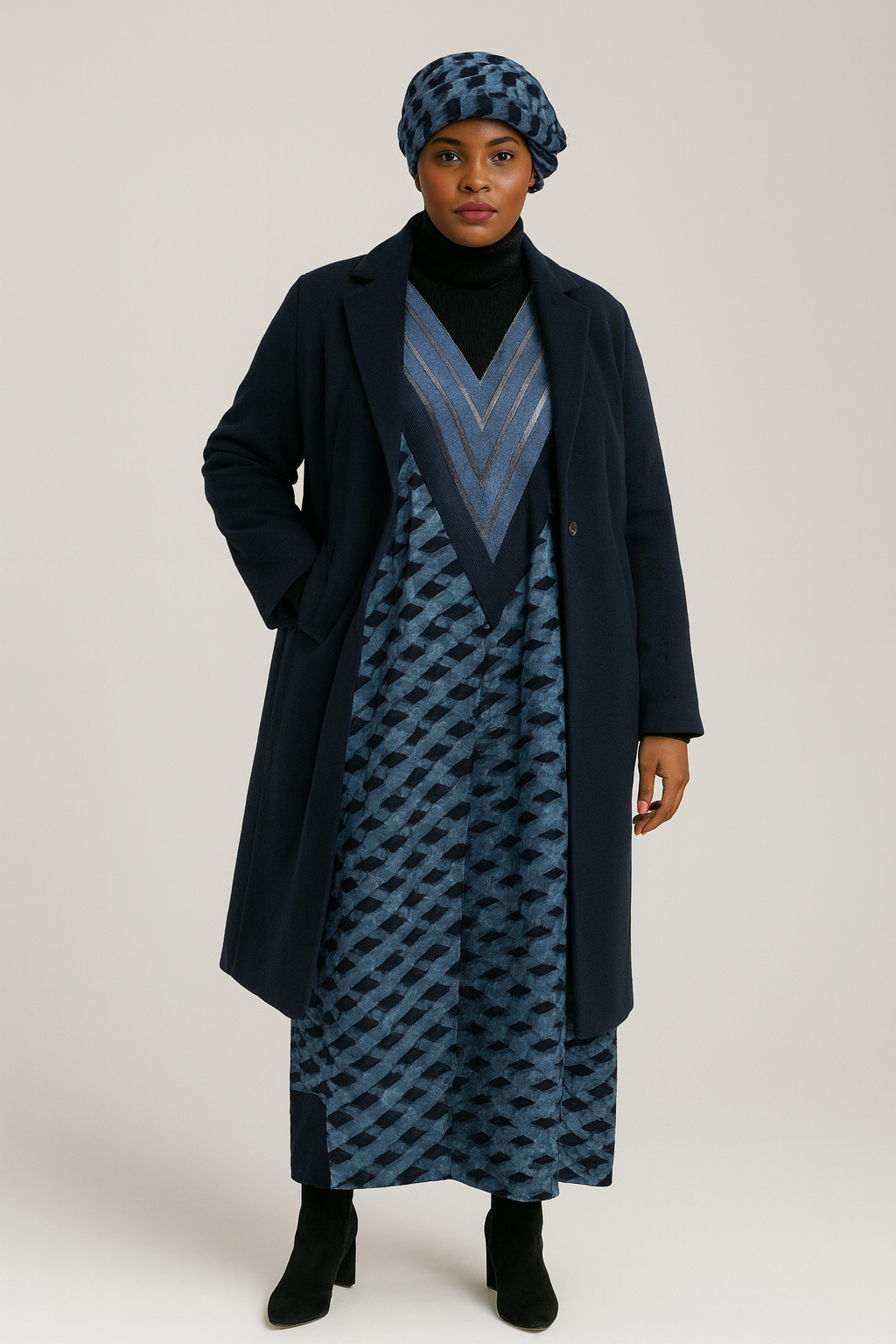 Aso-Oke Trim Adire Kaftan — 54” Length (Fits S–XL)