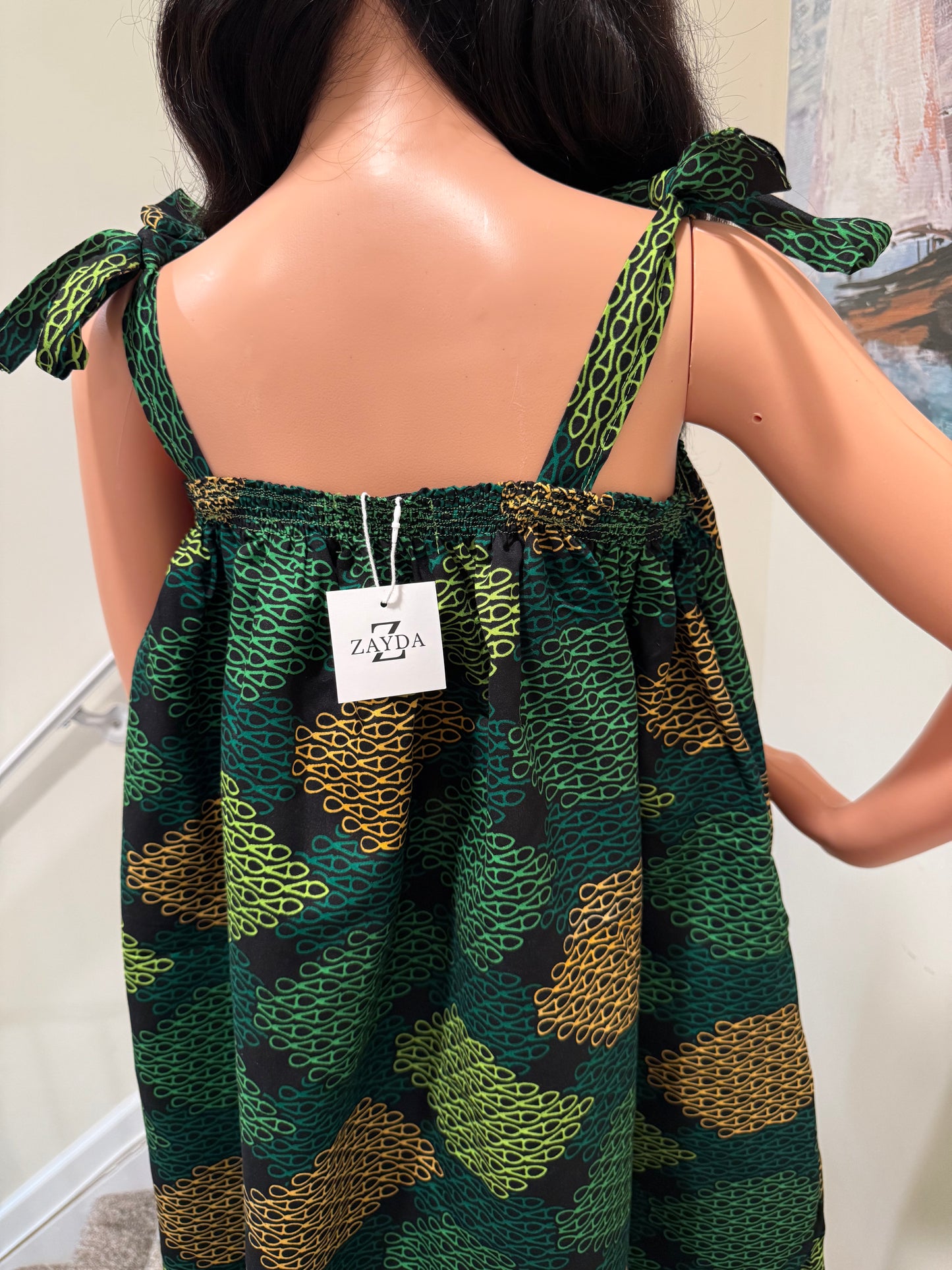 Ankara Cotton Dress – Adjustable Tie Straps