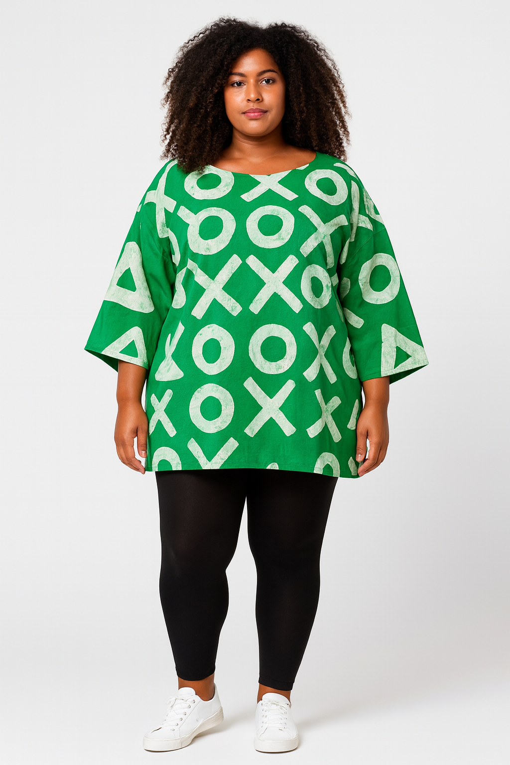 Oversized Adire-Print Tunic – 30 Inches (One-Size Fits Most)