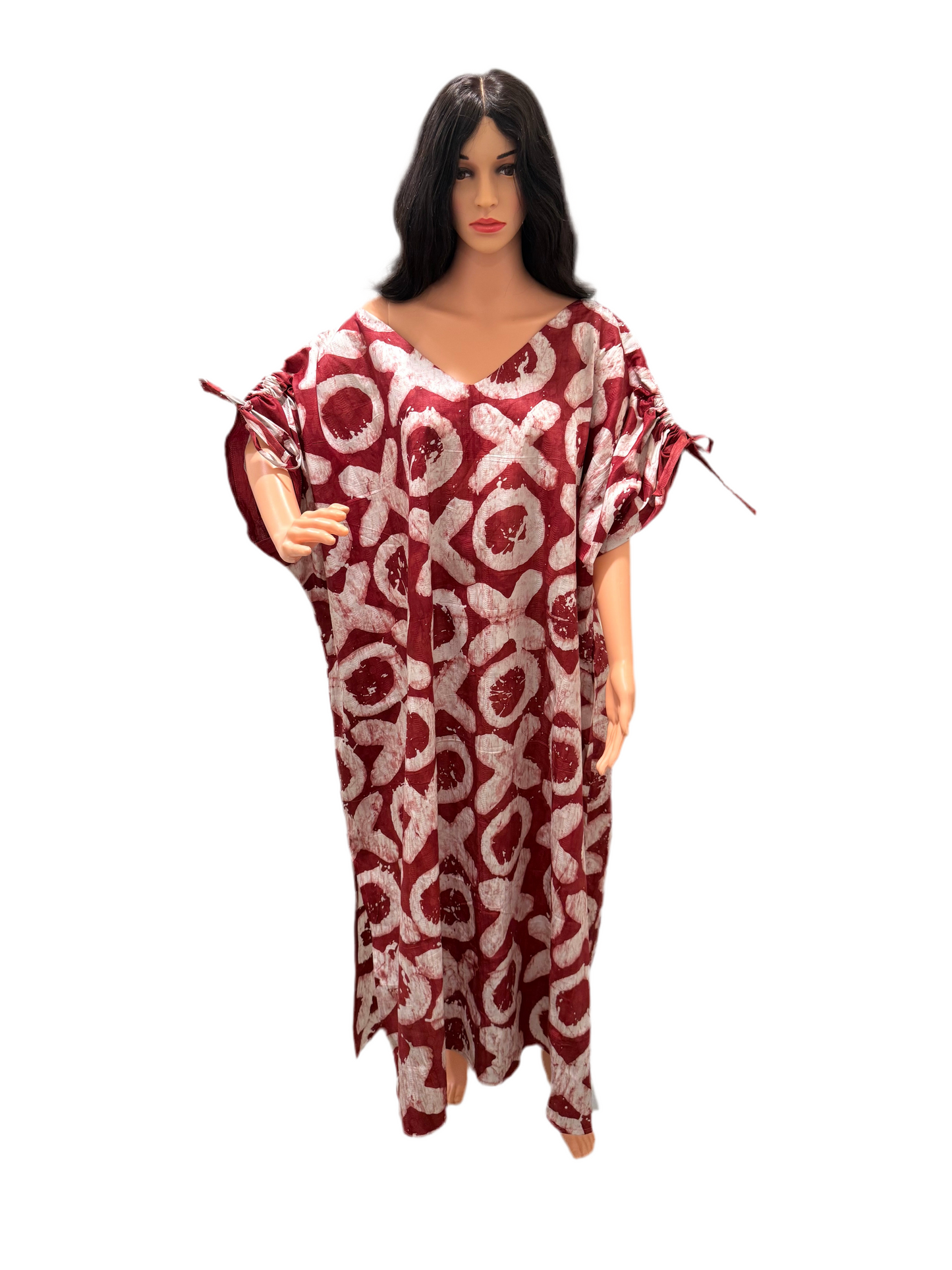 Garnet Crush Adire (Batik)Kaftan – Adjustable Sleeve Detail
