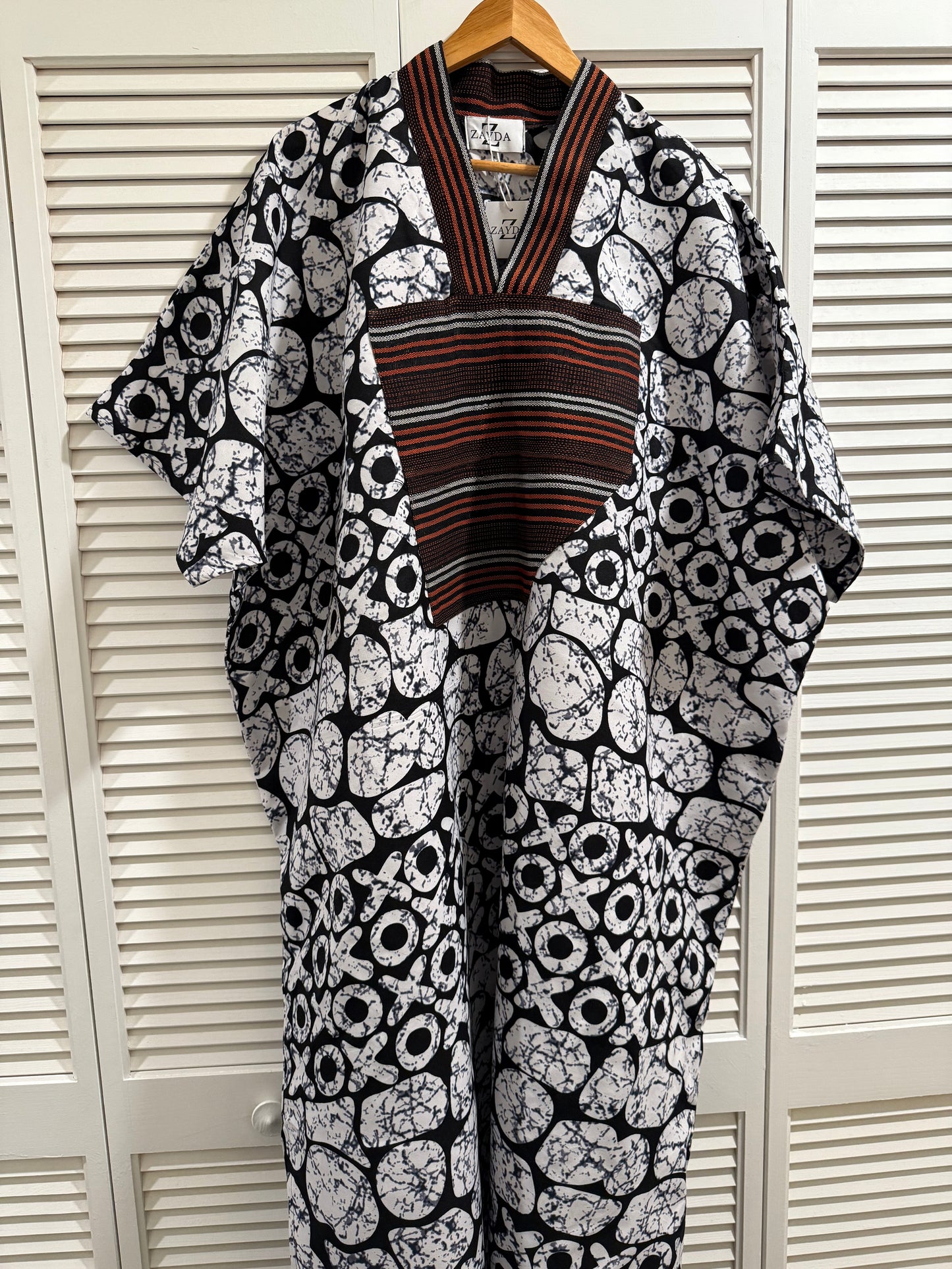 Ankara Kaftan with Handwoven( Aso Oke )Neckline
