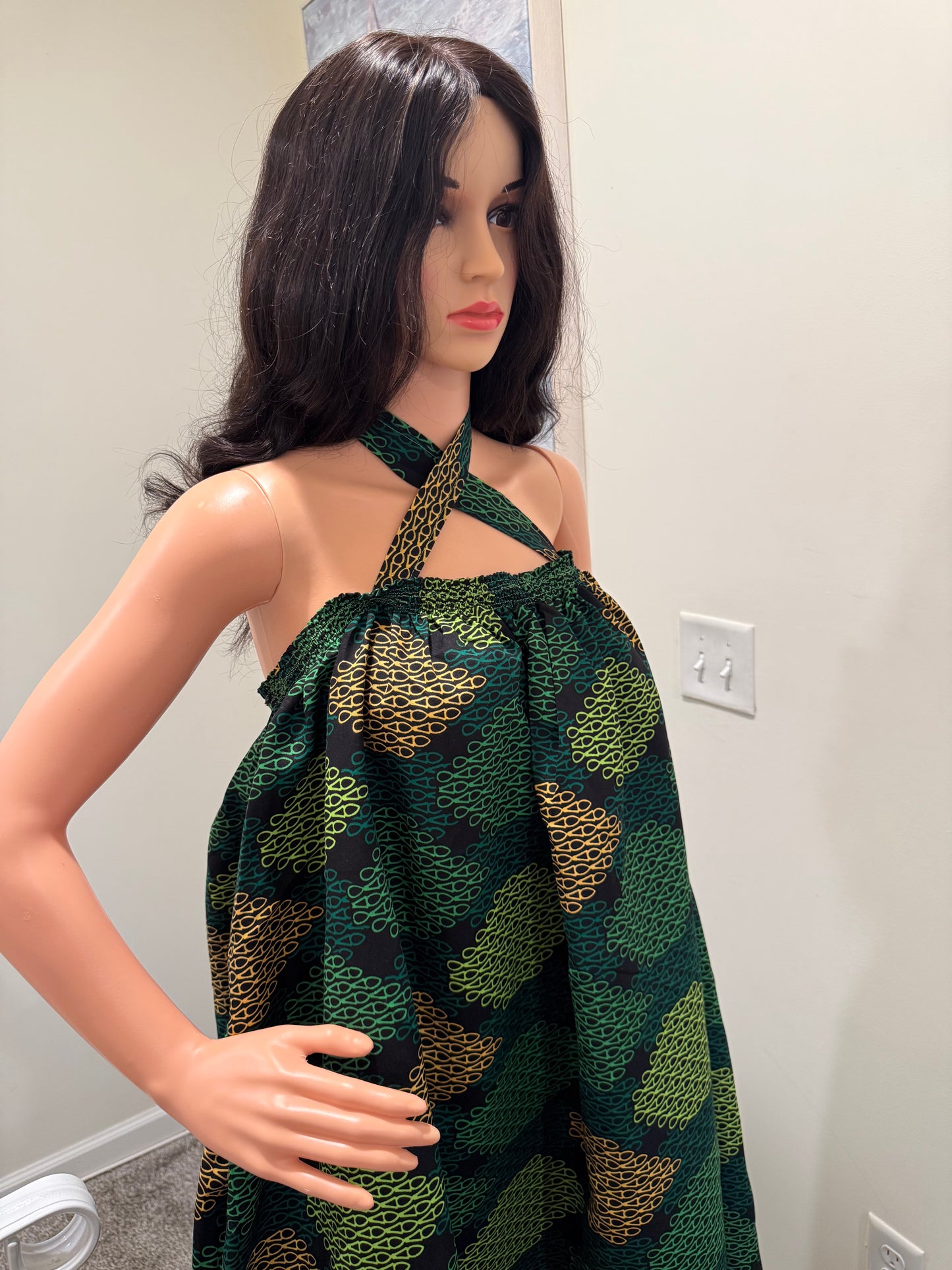 Ankara Cotton Dress – Adjustable Tie Straps