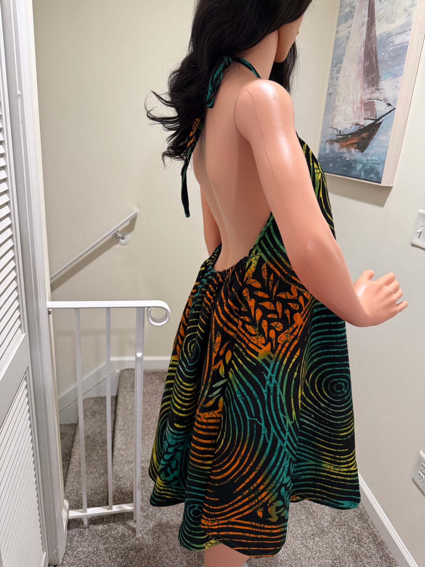 Marie Ankara Halter Flare Dress