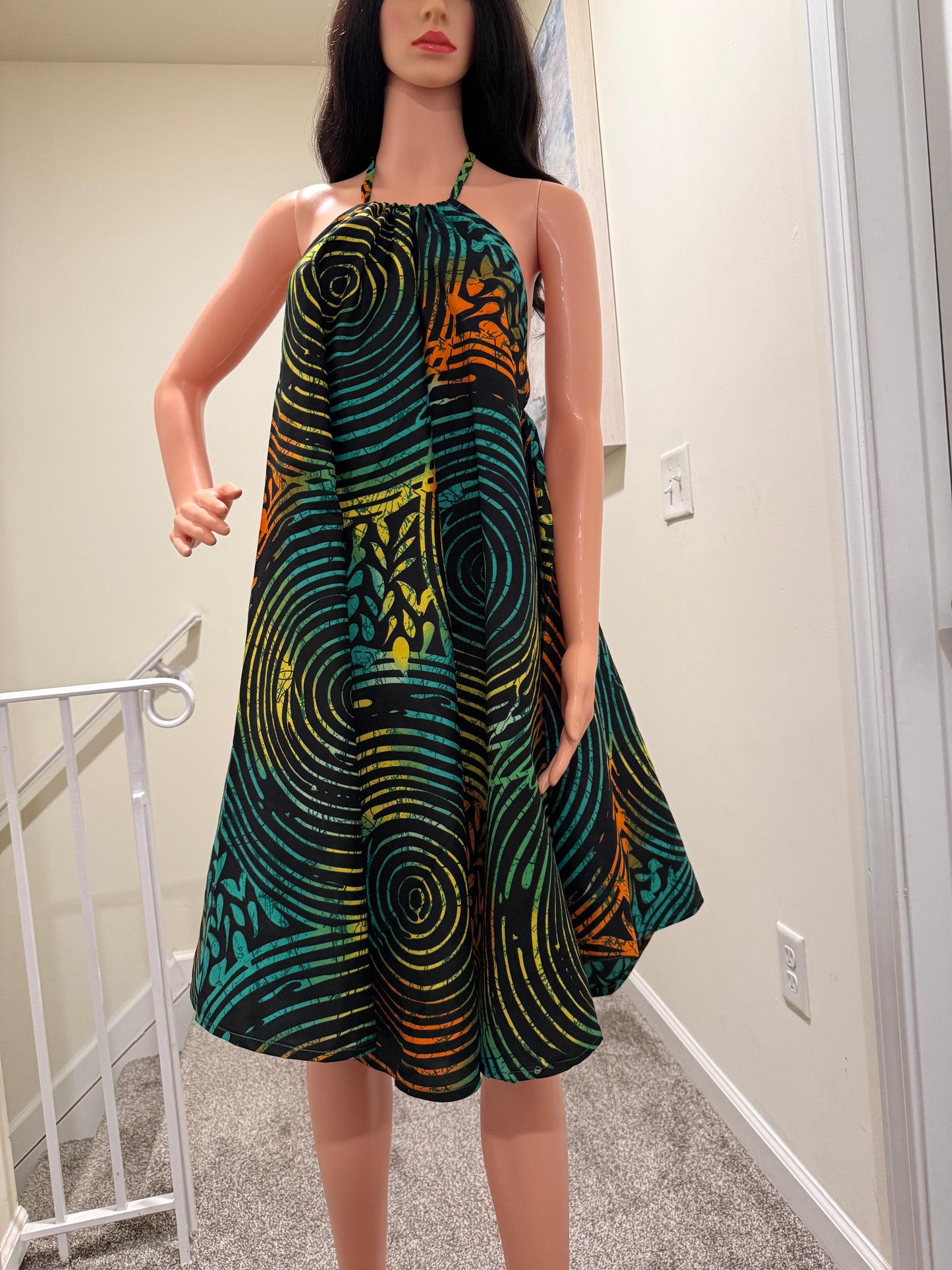 Marie Ankara Halter Flare Dress