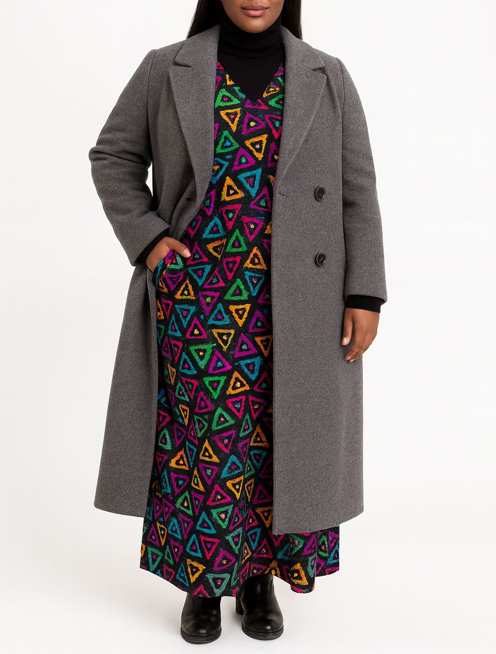 Multicolor Triangle Print Boubou – Free Size (Up to Size 14/16)