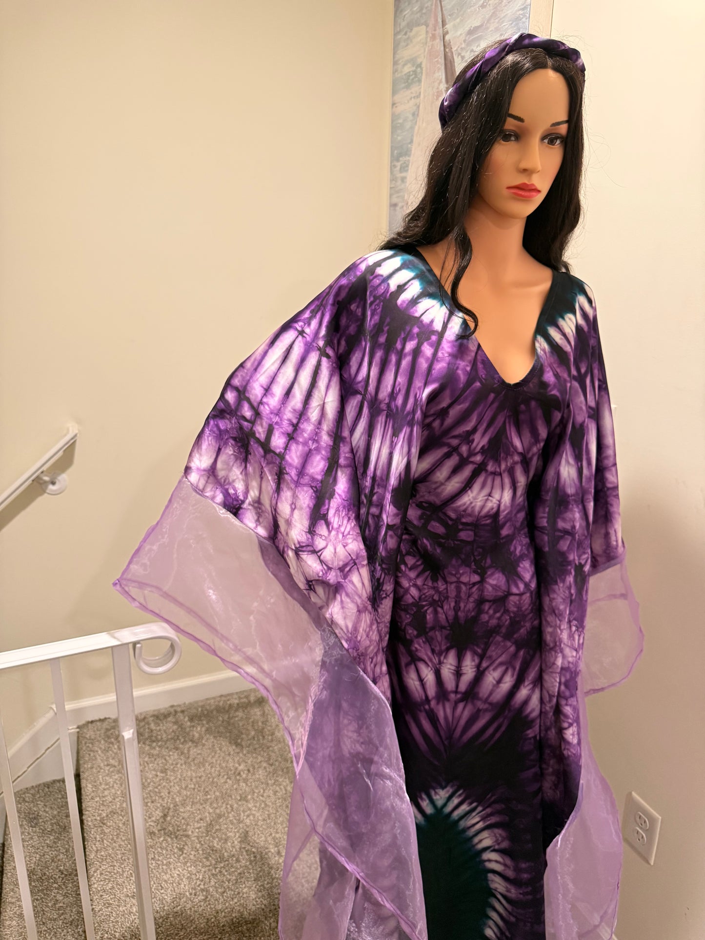 Royal Amethyst Silk Adire Kaftan