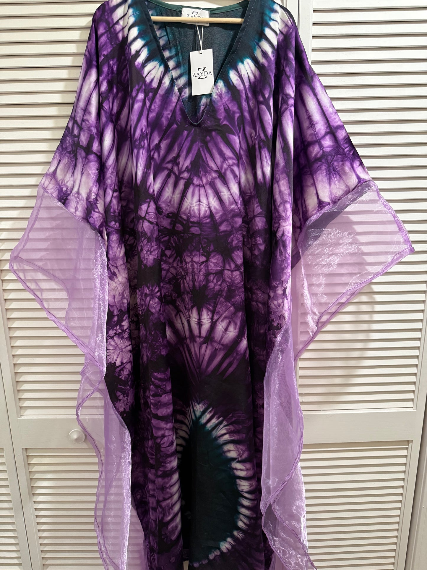 Royal Amethyst Silk Adire Kaftan