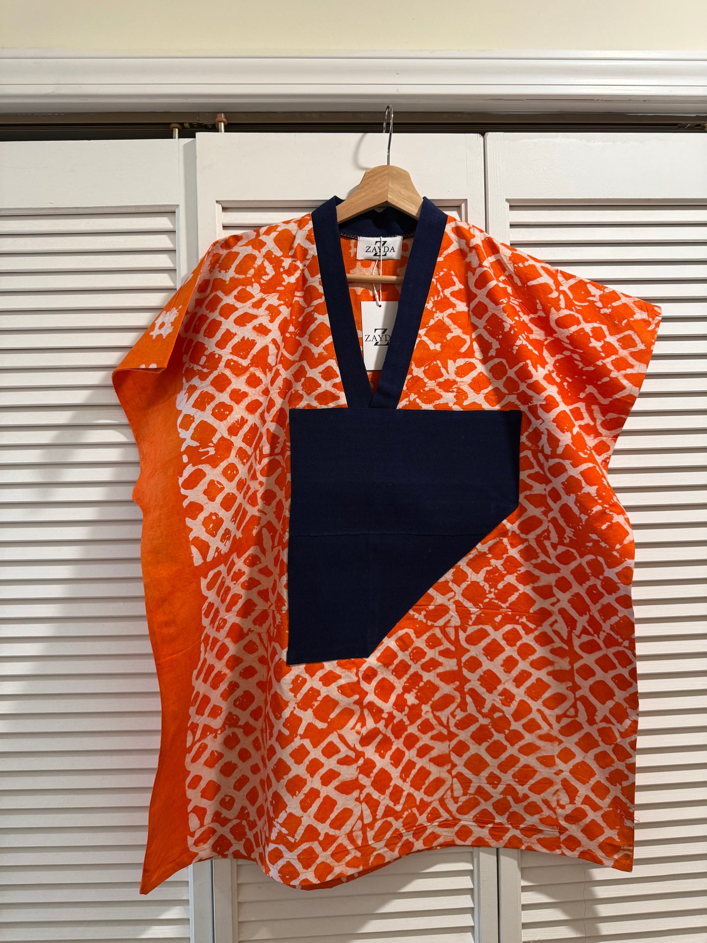 Adire Mini Bubu Dress with Asooke Neckline