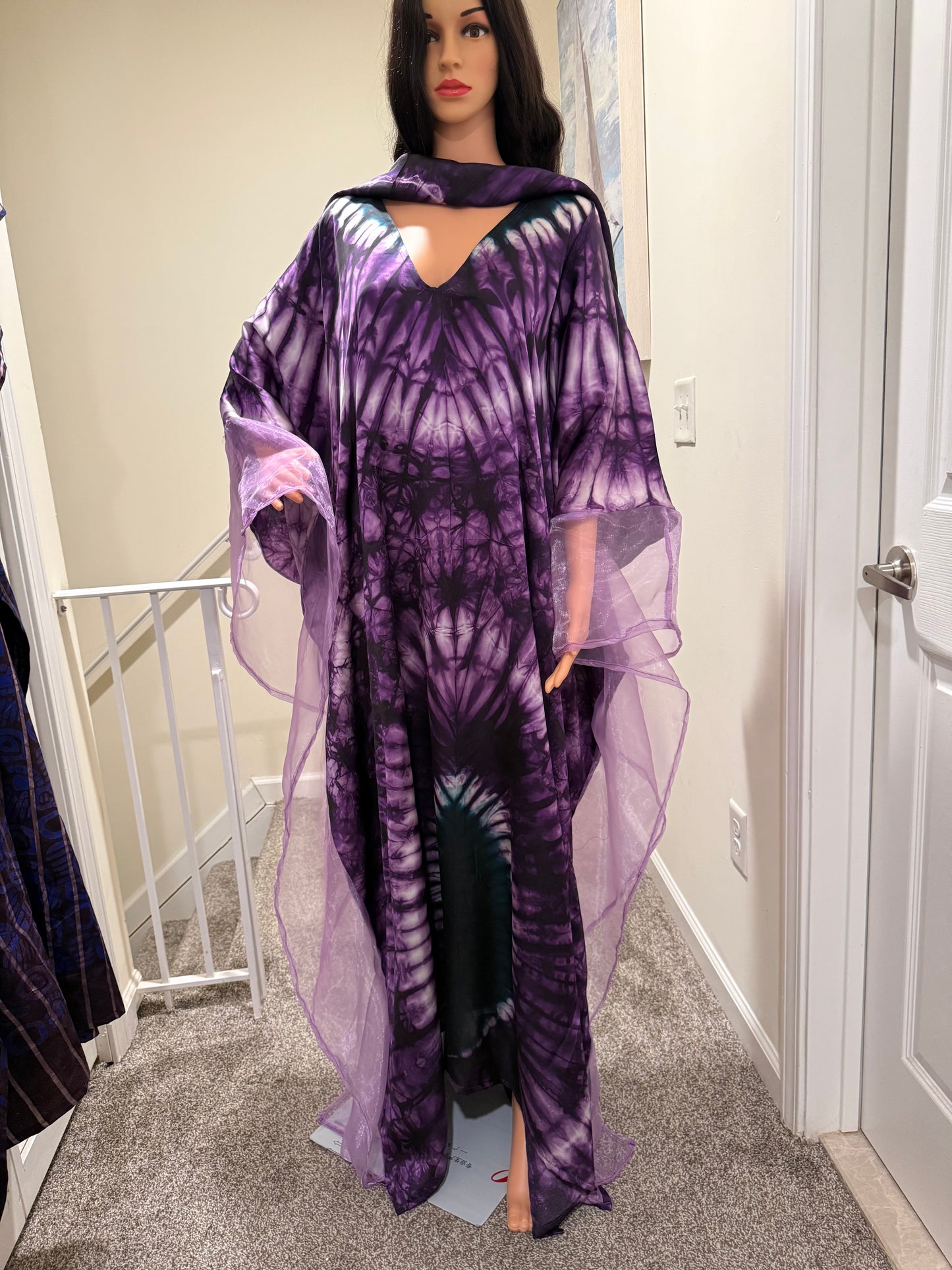 Royal Amethyst Silk Adire Kaftan