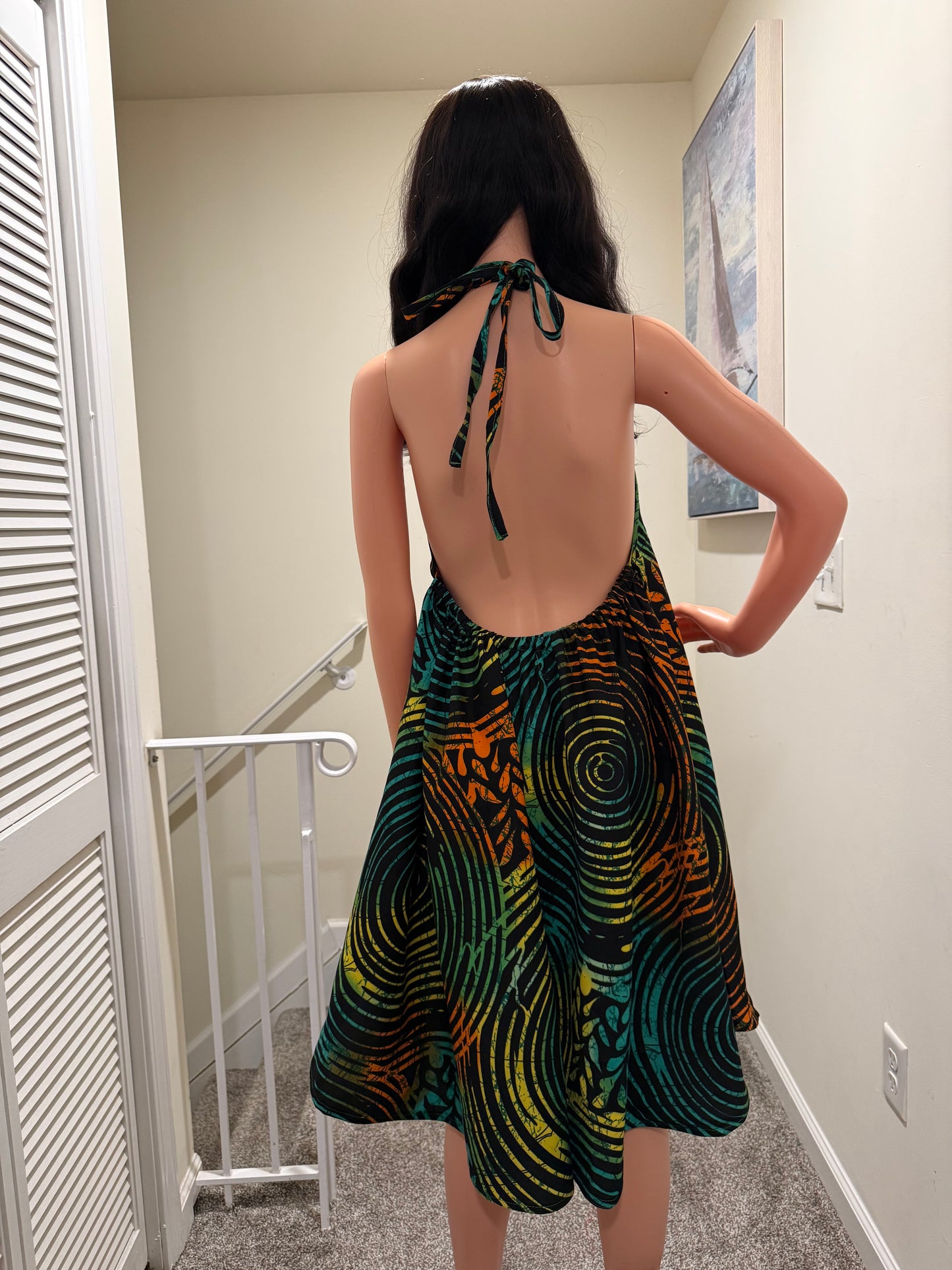 Marie Ankara Halter Flare Dress