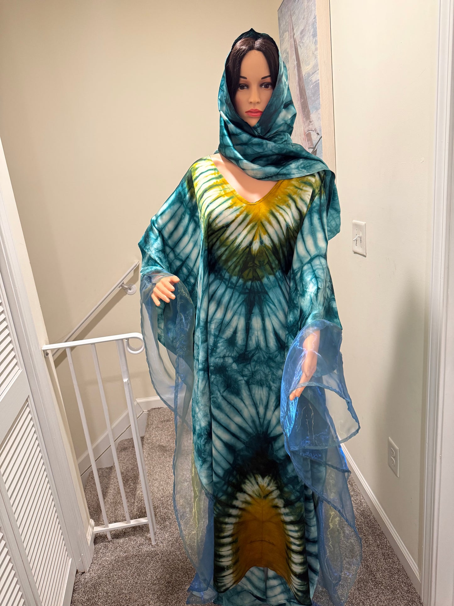 Emerald Silk Adire Kaftan