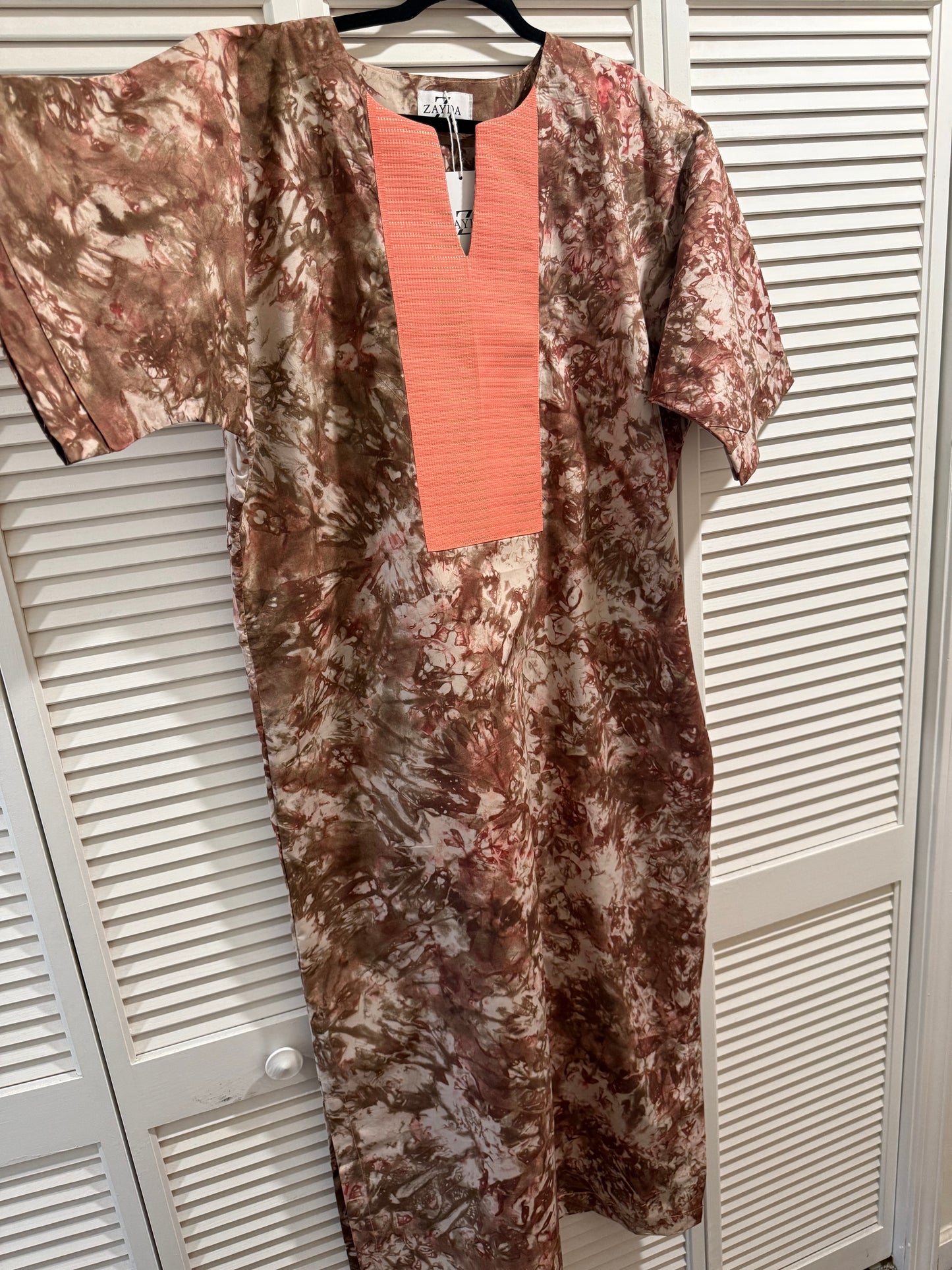 Adire Kaftan Dress with Head Scarf