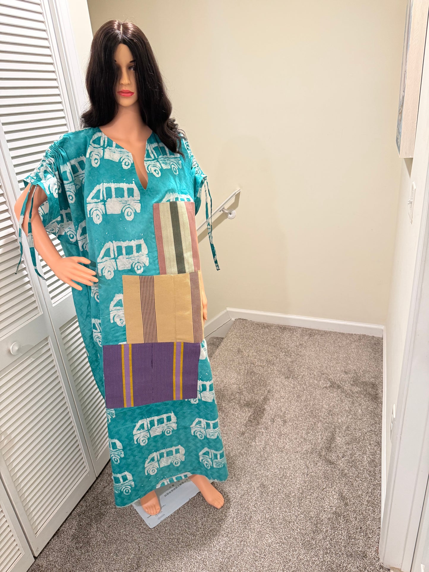 Patchwork Adire Maxi Dress