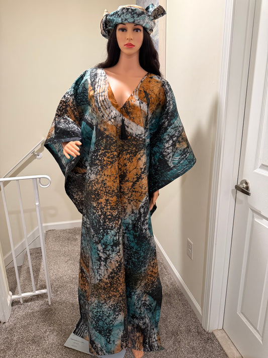 Adire Kaftan with HeadScarf