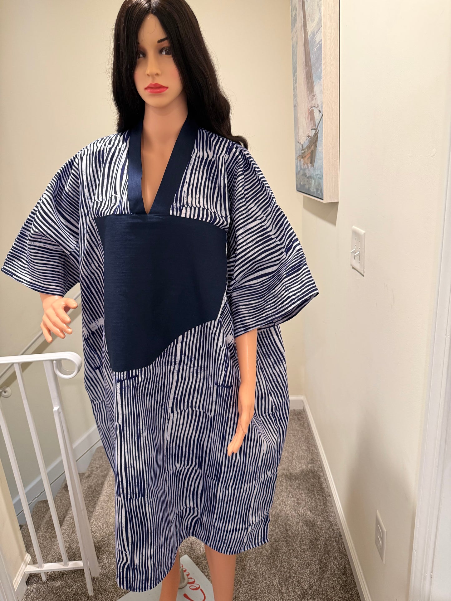 Ankara Bubu with Denim Neckline