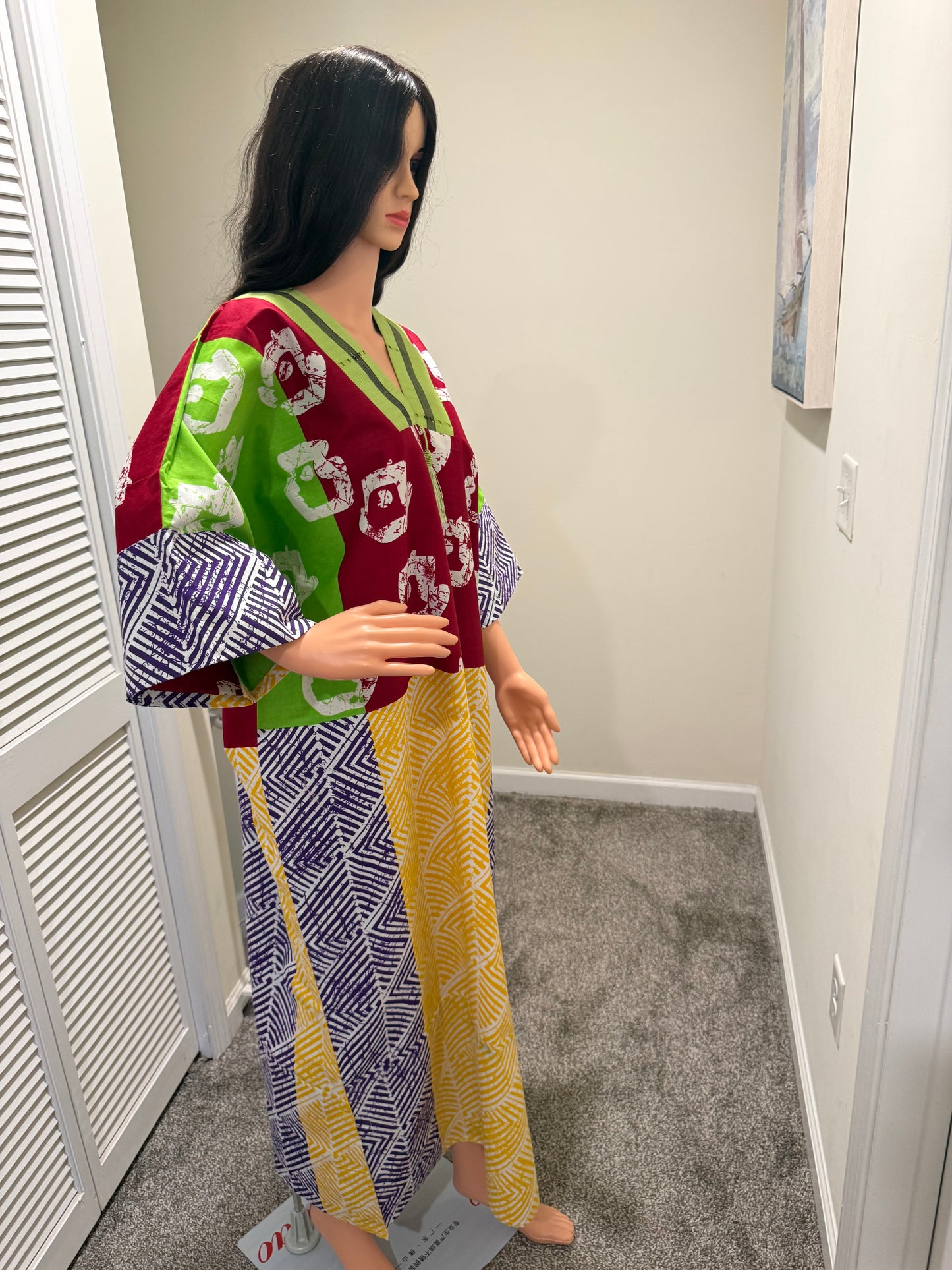 Ankara Kaftan Dress | Asọ Òkè Neckline | Adire Print | Zayda RTW