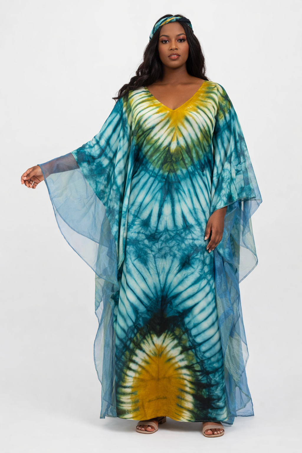 Emerald Silk Adire Kaftan