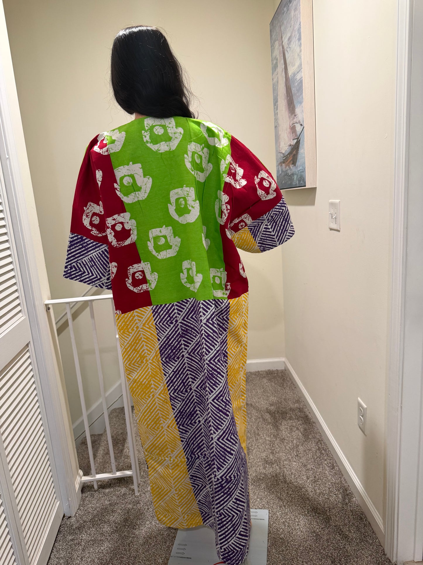 Ankara Kaftan Dress | Asọ Òkè Neckline | Adire Print | Zayda RTW