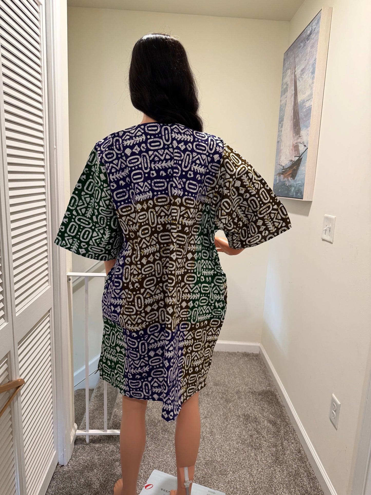 Tribal Luxe Ankara Dress with Aso Oke Neckline