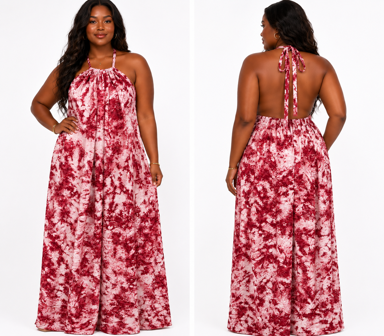 Adire Backless Maxi Dress – Plus Size
