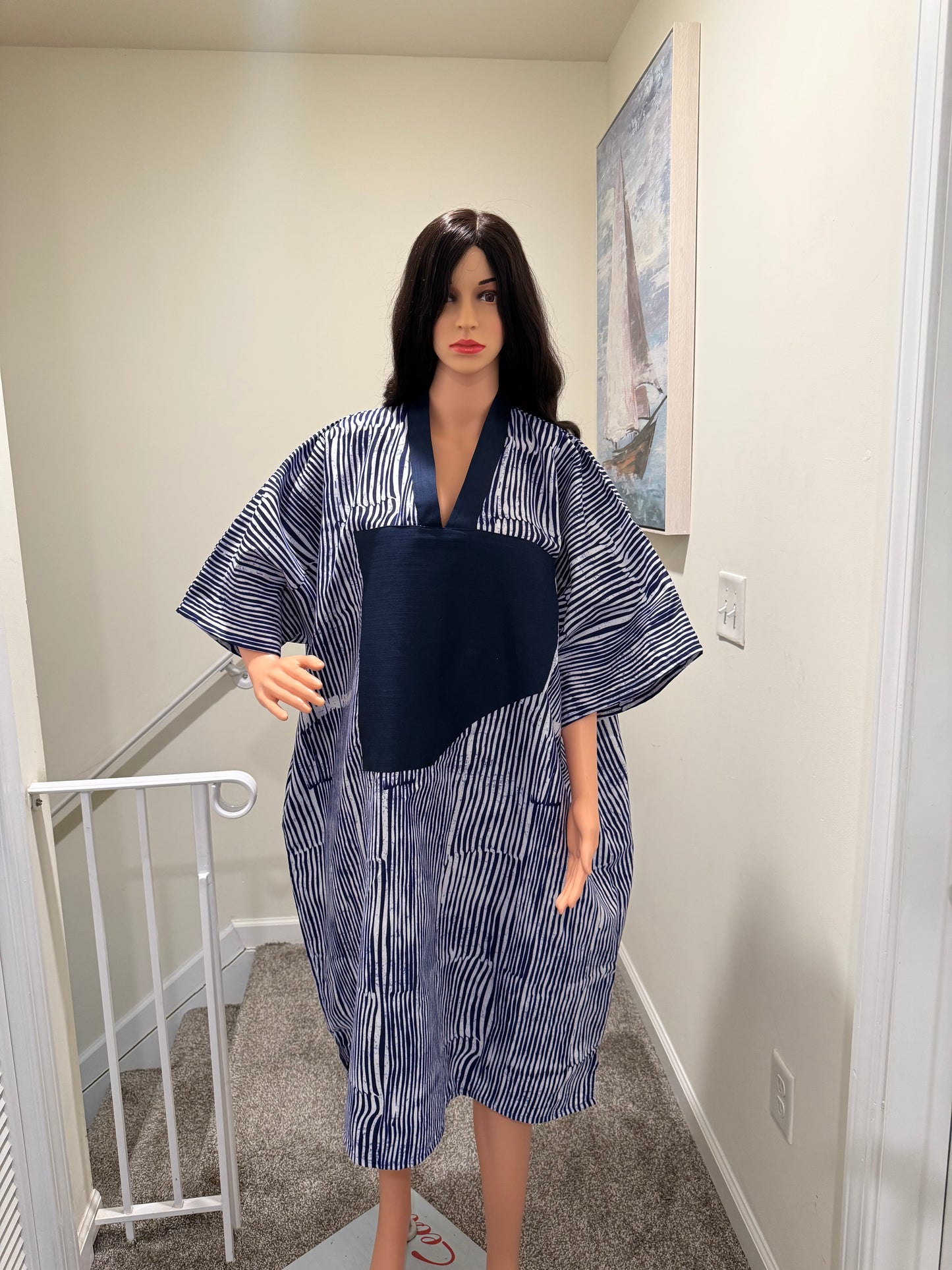 Ankara Bubu with Denim Neckline