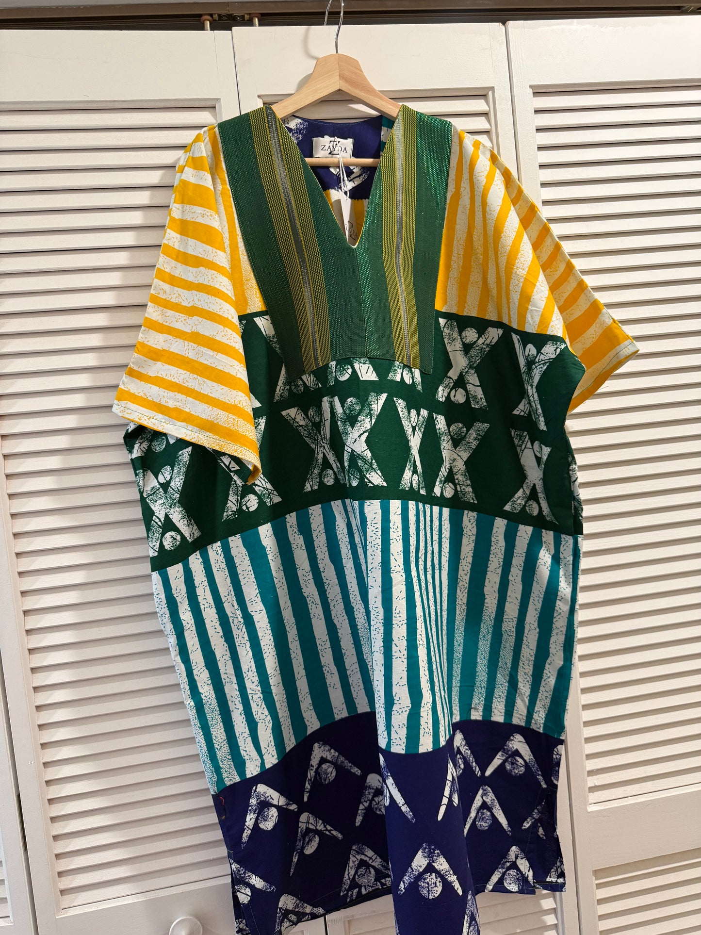 Ankara Midi Dress with Aso Oke Neckline