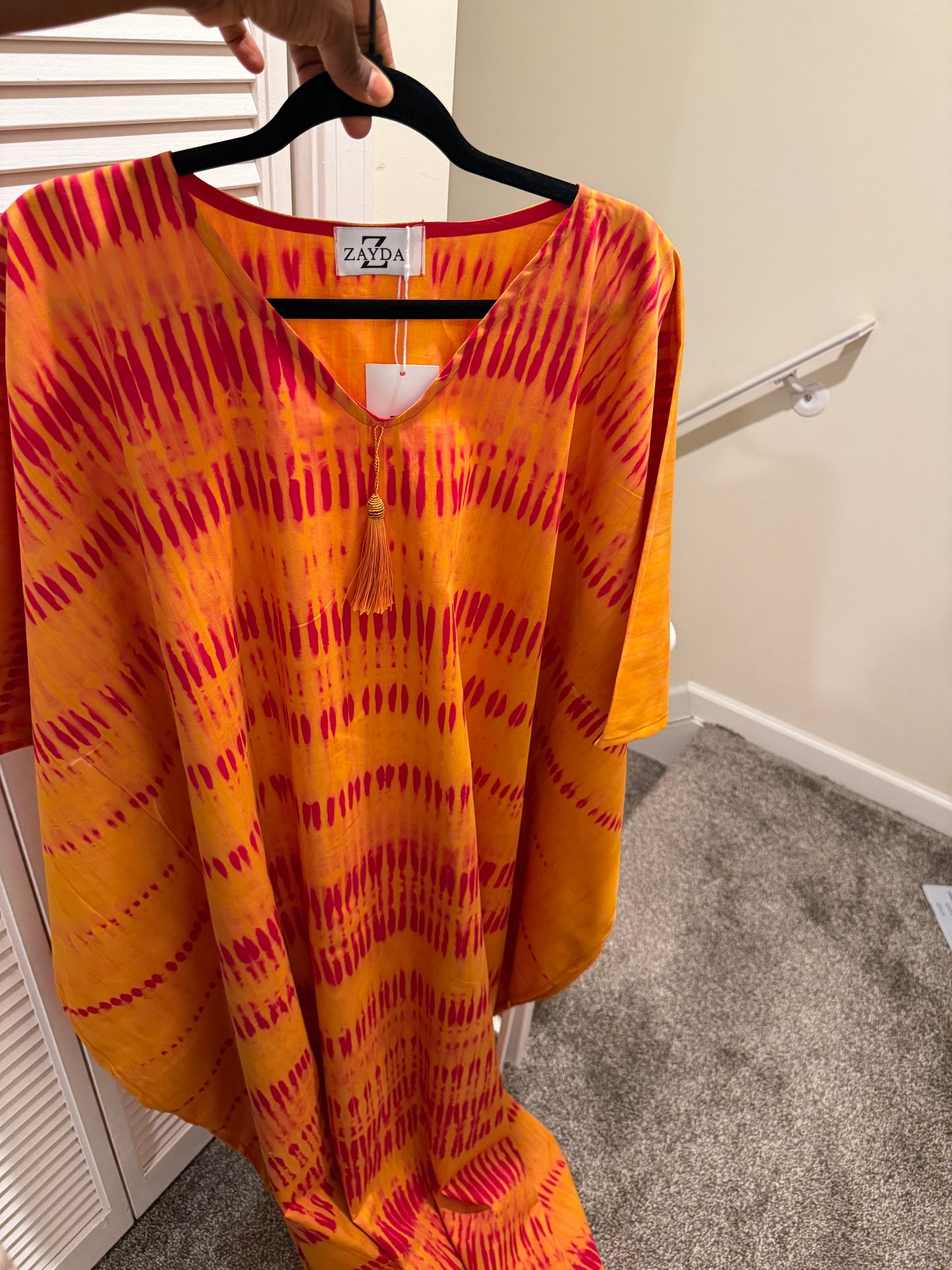 Sunset Adire Kaftan Set — Golden Flame | One Size Up To 2X