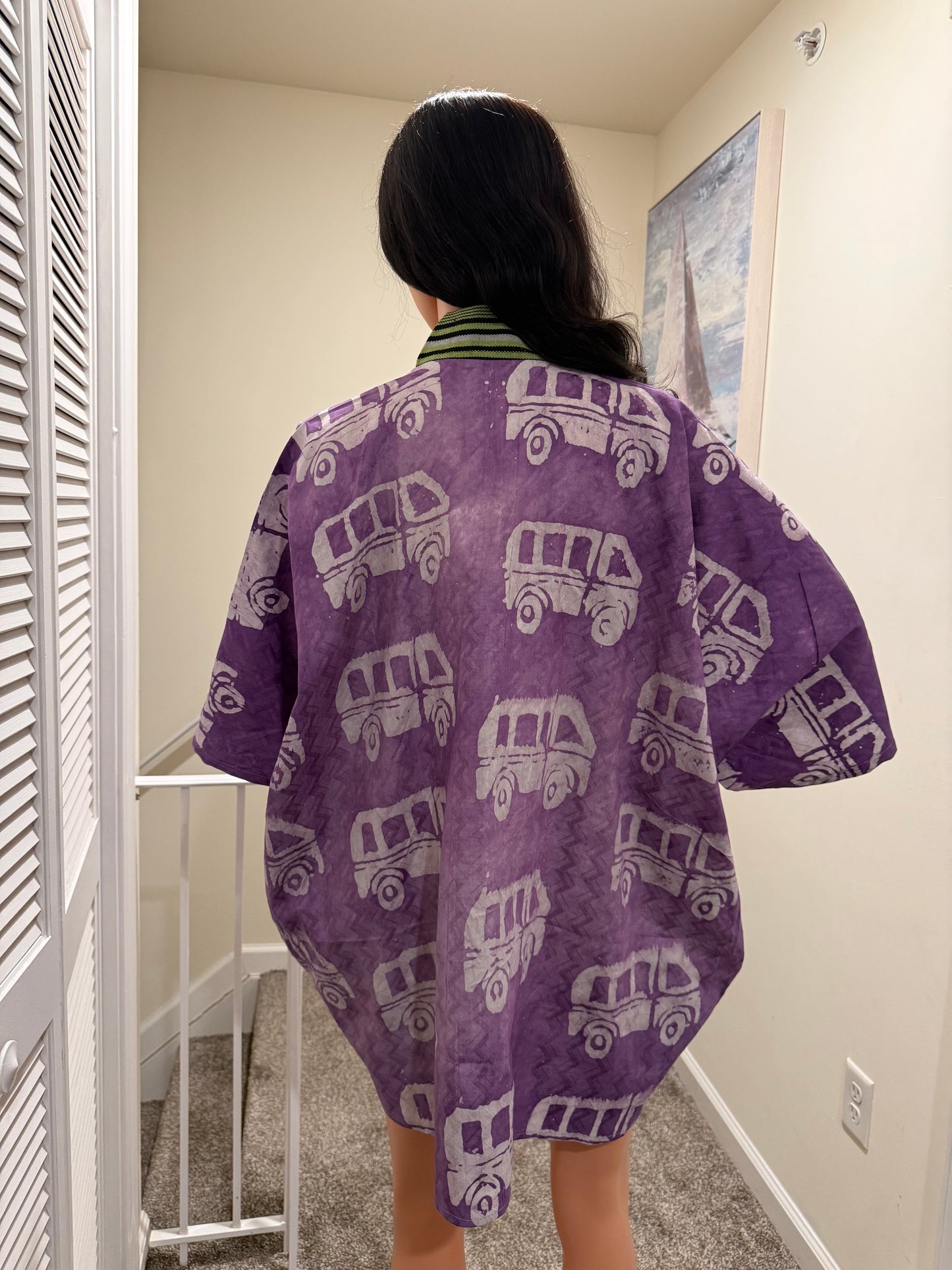 Adire & Aso Oke Oversized Mini Dress
