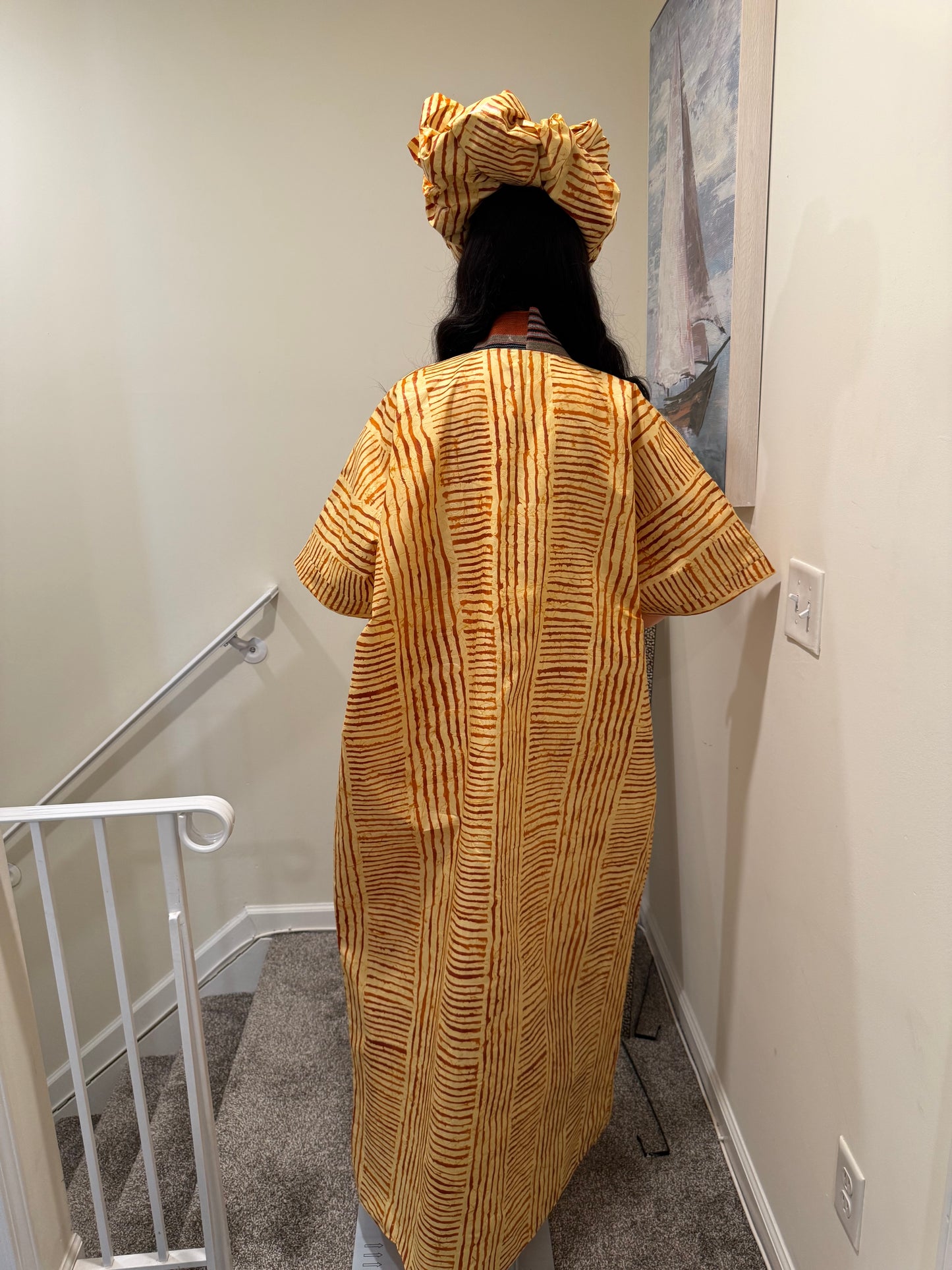 Handcrafted Adire Polish & Aso Oke Kaftan – One Size