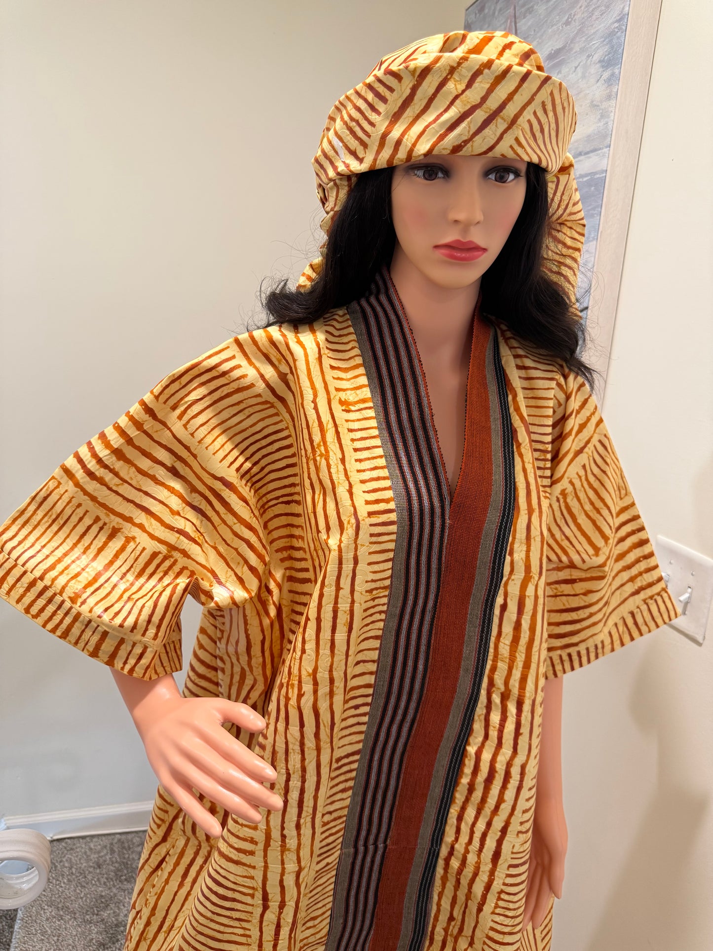 Handcrafted Adire Polish & Aso Oke Kaftan – One Size