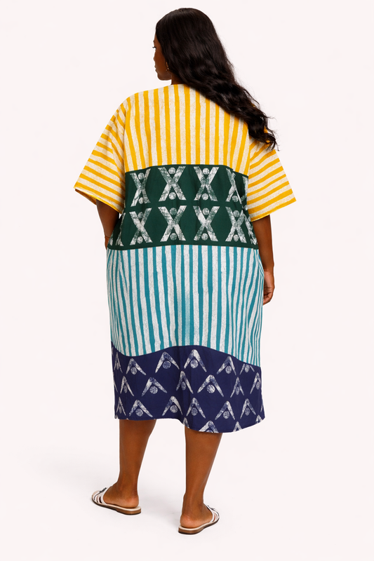 Tribe-Inspired Ankara Kaftan Dress – 100% Cotton
