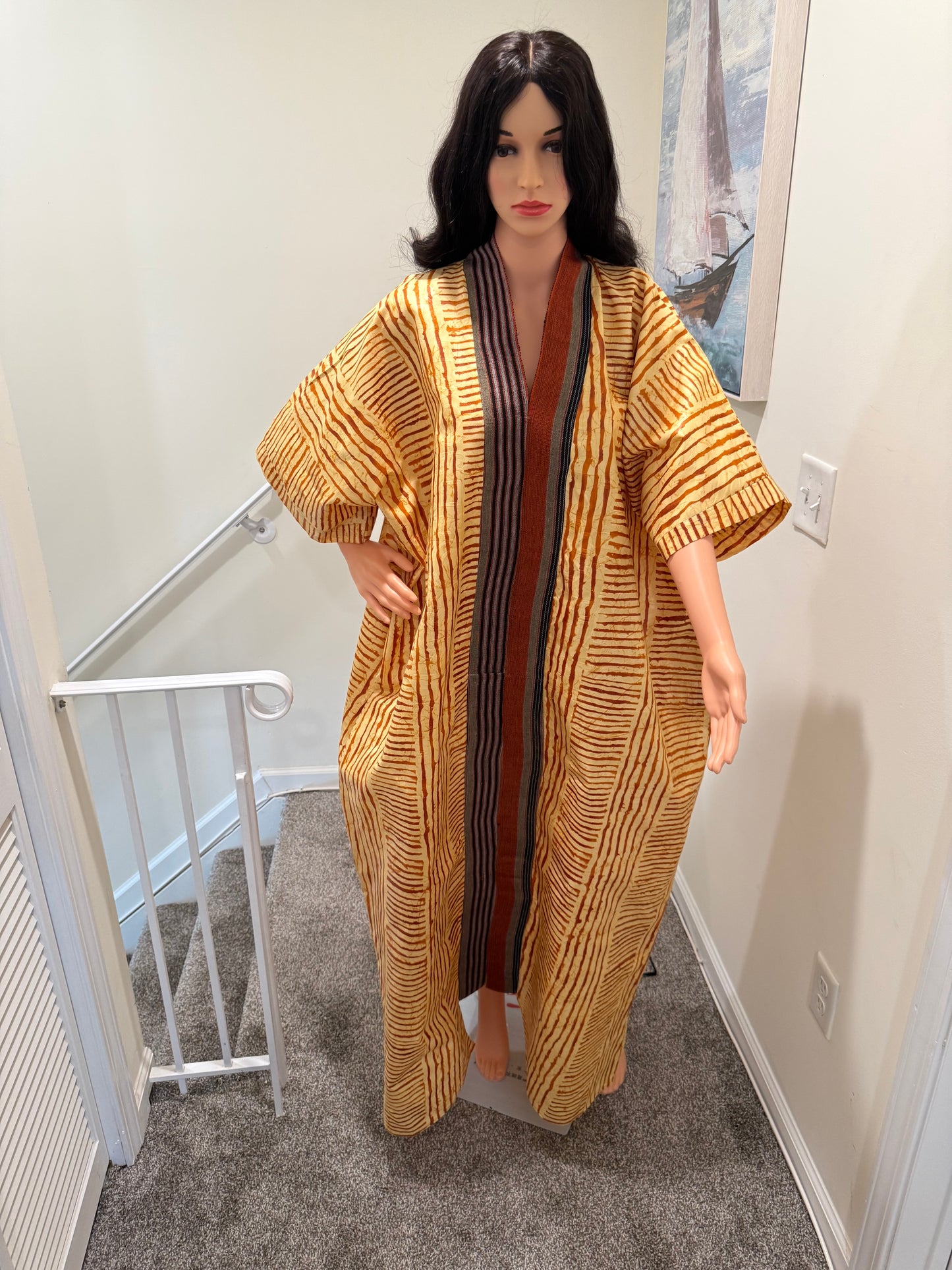 Handcrafted Adire Polish & Aso Oke Kaftan – One Size