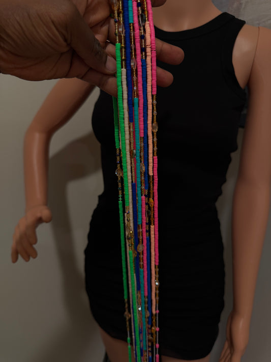Multicolor Heishi and Glass Tie-On Waist Beads
